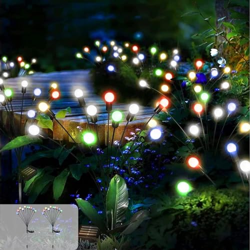 Micacorn Solar Garden Lights, Solar Firefly Lamp 2 Pack 2 Modes 20 LED Swaying Solar Firefly Lights Solar Waterproof Garden Decorative Lights for Yard Parties Wedding Pathway Outdoor Decoration