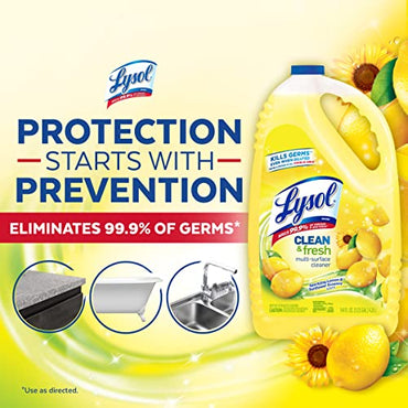 Lysol Multi-Surface Cleaner, Sanitizing and Disinfecting Pour, to Clean and Deodorize, Sparkling Lemon and Sunflower Essence, 210 Fl Oz