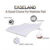 EASELAND Twin Size Mattress Pad Pillow Top Mattress Cover Quilted Fitted Cooling Protector Single Cotton Top 8-21" Deep Pocket (39x75 Inches, White)