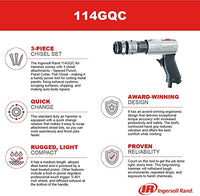 Ingersoll Rand 114GQC Air Hammer - 3 PC Chisel Set with Tapered Punch, Panel Cutter, Flat Chisel, 2-5/8 Inch stroke, 3500 BPM, Lightweight, Compact, Gray