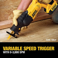 DEWALT 20V MAX Reciprocating Saw, 3,000 Strokes Per Minute, Variable Speed Trigger, Bare Tool Only (DCS380B)