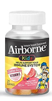 Airborne Kids Assorted Fruit Flavored Gummies, 21 Count - 667mg of Vitamin C and Minerals & Herbs Immune Support (Pack of 1)