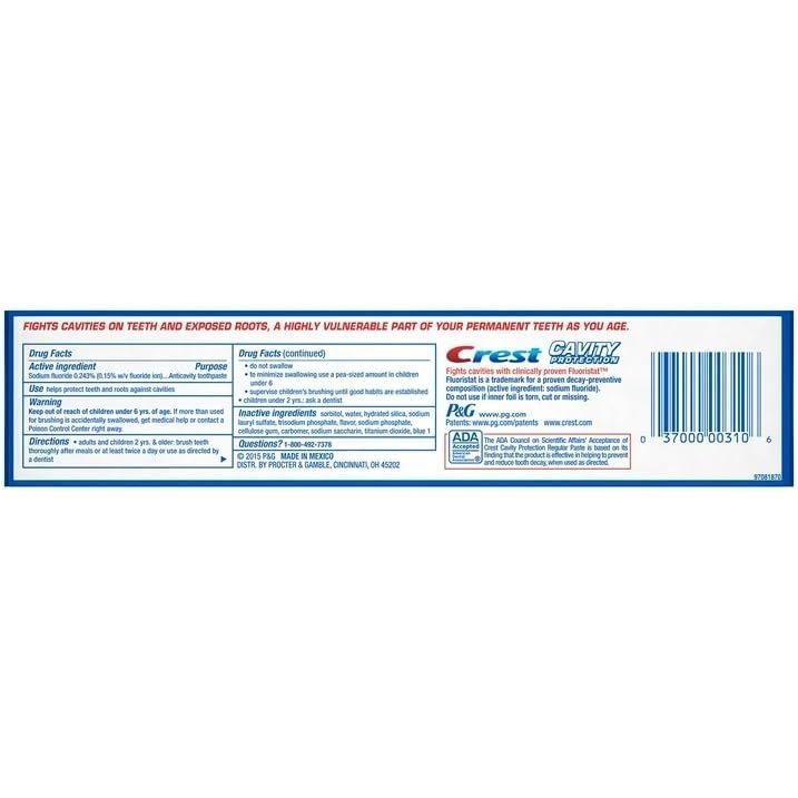 Crest Cavity Protection Toothpaste Regular - 8.2 oz, Pack of 5