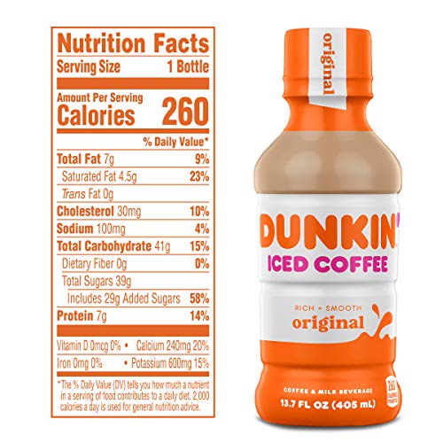 Dunkin Donuts Iced Coffee, Original, 13.7 Fluid Ounce (Pack of 12)