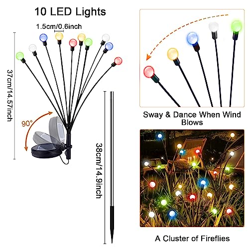 Micacorn Solar Garden Lights, Solar Firefly Lamp 2 Pack 2 Modes 20 LED Swaying Solar Firefly Lights Solar Waterproof Garden Decorative Lights for Yard Parties Wedding Pathway Outdoor Decoration