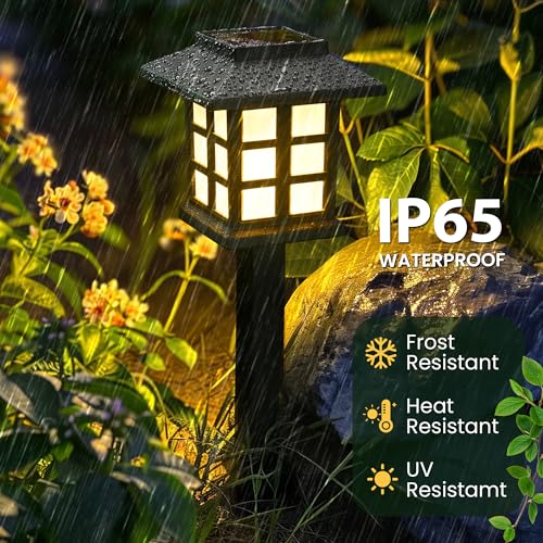 GIGALUMI Solar Outdoor Lights,12 Pack LED Solar Lights Outdoor Waterproof, Solar Walkway Lights Maintain 10 Hours of Lighting for Your Garden, Landscape, Path, Yard, Patio, Driveway