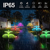Weepong Solar Garden Lights 3 Pack New Upgraded Solar Outdoor Lights Waterproof 7 Color Changing Double Jellyfish and Star Solar Flower Lights for Christmas Outdoor Yard Garden Decor,Gifts for Women