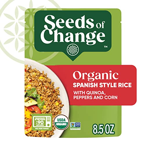 SEEDS OF CHANGE Organic Spanish Style Rice, Microwaveable Ready to Heat, 8.5 Ounce (Pack of 12)