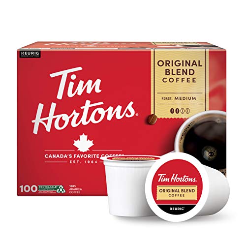 Tim Hortons Original Blend, Medium Roast Coffee, Single-Serve K-Cup Pods Compatible with Keurig Brewers, 100ct K-Cups