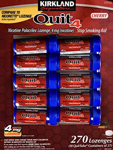 Kirkland Signature Quit 4 Nicotine Polacrilex Lozenges, Cherry Flavor, 270 Count