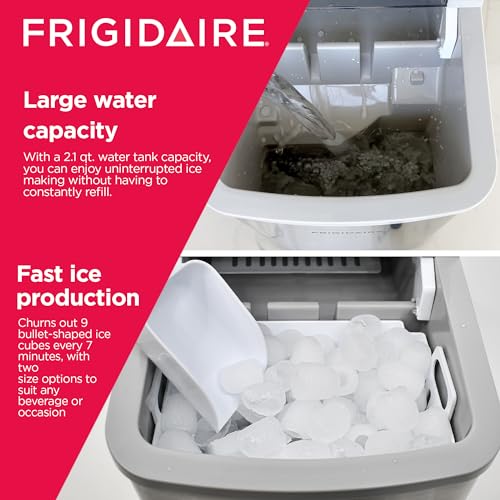 Frigidaire Countertop Ice Maker, Compact Machine, 26 lbs per day, Stainless