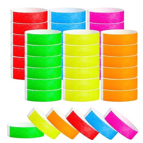 WristCo Tyvek Wristbands 6 Color Variety Pack - 600 Count - Comfortable Tear Resistant Paper Bracelets ID Wrist Bands for Concerts Festivals Admission Party Identification