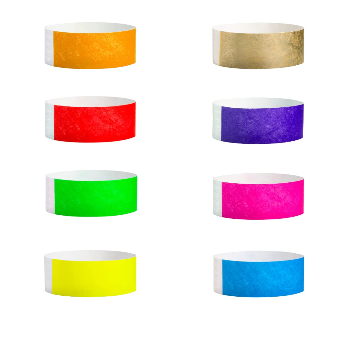 WristCo Tyvek Wristbands 8 Color Variety Pack - 800 Count - Comfortable Tear Resistant Paper Bracelets ID Wrist Bands for Concerts Festivals Admission Party Identification