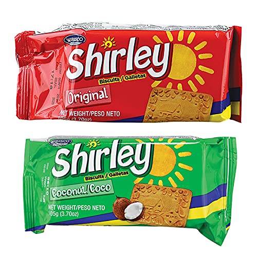 Wibisco Shirley Biscuits Mixed Flavor (4 Packs of 3.7oz Each, 2 Original 2 Coconut)