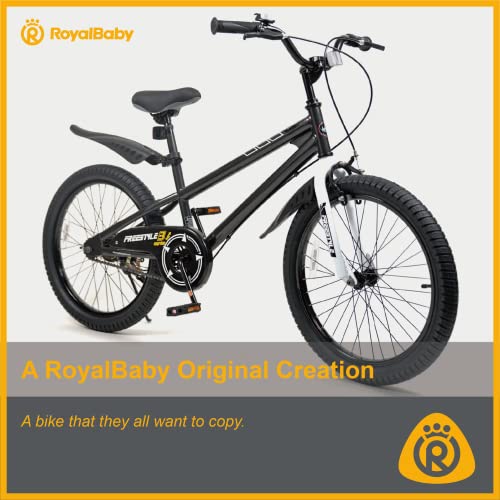 Royalbaby Freestyle Kids Bike 20 Inch Wheel Bicycle Teens BMX with Dual Hand Brakes Kickstand Boys Girls Ages 6-10 Years, Black
