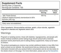 Vitacost Milk Thistle Extract - Standardized - 600 mg per Serving - 300 Capsules