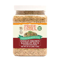 Pride Of India - PACK of 6 - Extra Long Brown Basmati Rice - Naturally Aged Healthy Grain, 1.5 Pound Jar