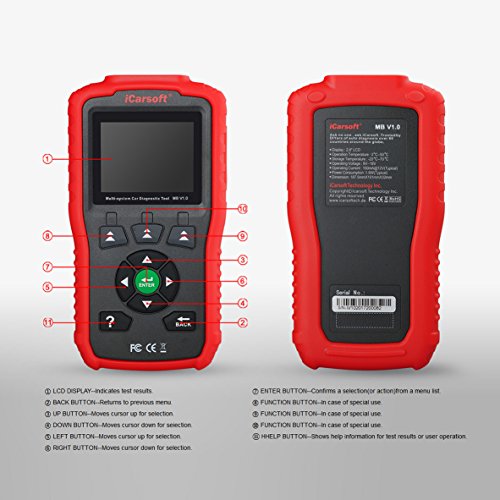 iCarsoft Multi-System Auto Diagnostic Tool MB V1.0 for Mercedes-Benz/Sprinter/Smart with Oil Reset (Red)