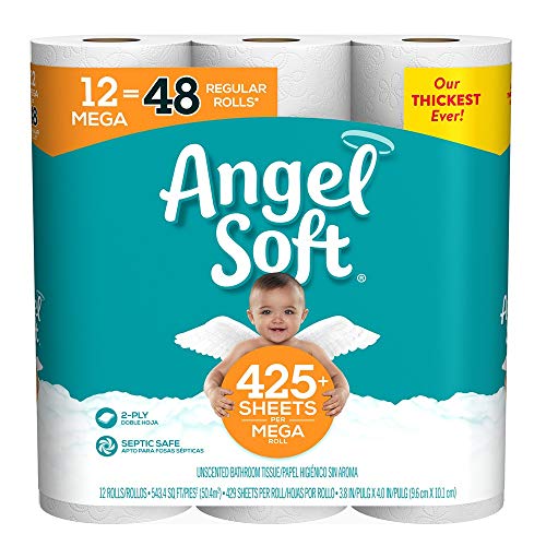 Angel Soft, Toilet Paper, 12 Mega Rolls, 12 Rolls