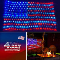 OZS American Flag Lights, 420LED Outdoor Waterproof Red White and Blue Led American Flag Net Light of The United States for Memorial Day, Independence Day, National Day, Veterans Day Decor(Plug in)