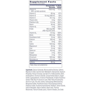 One A Day Energy Multivitamin with Vitamin A, C, D, E, Zinc for Immune Health*, Caffeine, Biotin, B6, B12 & More, 50 Tablets