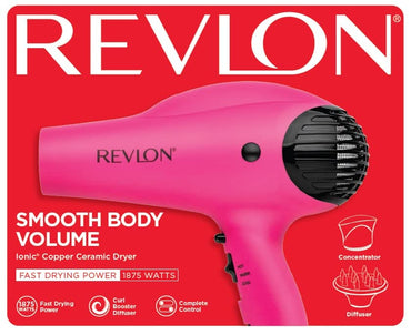 Revlon Volume Booster Hair Dryer | 1875W for Voluminous Lift and Body, (Pink)