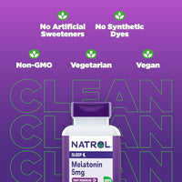 Natrol Sleep Melatonin 5mg Fast Dissolve Tablets, Nighttime Sleep Aid for Adults, 150 Strawberry-Flavored Melatonin Tablets, 150 Day Supply