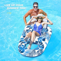 JCLEAL Pool Floats Lounger, Inflatable Pool Floaties Rafts Adult Extra Large Recliner Tanning Lounge Chair Water Floaty with Backrest Footrest Cup Holder for Swimming Pool Beach Lake and Vacation