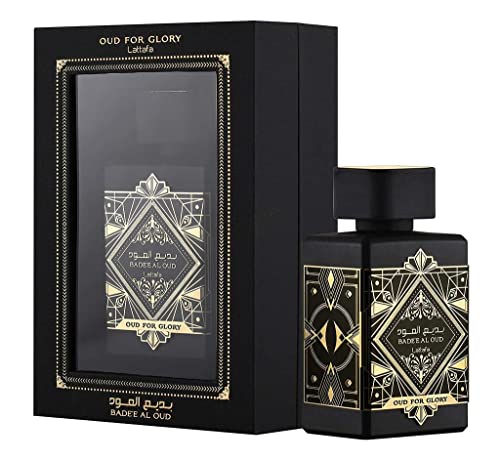 Lattafa Bade'e Al Oud 2-Piece Set for Unisex, (3.4 Oz Amethyst Eau De Parfum Spray + 3.4 Oz Oud for Glory Eau De Parfum Spray)