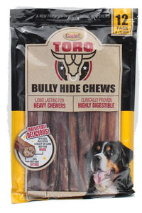 Cadet Toro Bully Hide Sticks All-Natural Dog Chews, 9"-12" (Pack of 12)