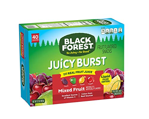 Black Forest Juicy Burst Fruit Snacks, Mixed Fruit Flavors, 0.8 Ounce Pouches (40 Count)