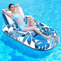 JCLEAL Pool Floats Lounger, Inflatable Pool Floaties Rafts Adult Extra Large Recliner Tanning Lounge Chair Water Floaty with Backrest Footrest Cup Holder for Swimming Pool Beach Lake and Vacation