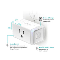 Kasa Smart Plug HS103P4, Smart Home Wi-Fi Outlet Works with Alexa, Echo, Google Home & IFTTT, No Hub Required, Remote Control, 15 Amp, UL Certified, 4-Pack, White