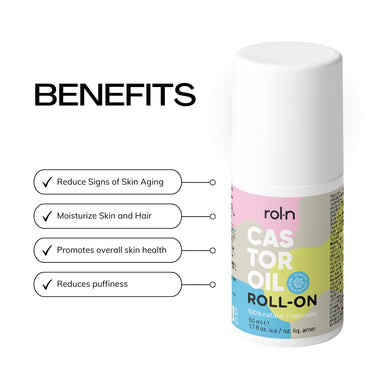 100% Cold-Pressed Roll-On Castor Oil for Skin, 50ml