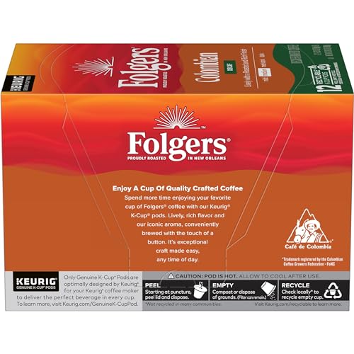 Folgers Colombian Decaf Medium Roast Coffee, 72 Keurig K-Cup Pods