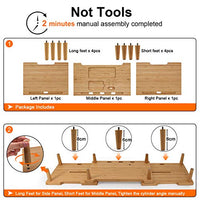 Pezin & Hulin Computer Monitor Stands for Desk, Dual Monitor Stand Riser, Desktop Oraganizer 3 Shelf with Storage, Adjustable Length and Angle, for Laptop, Screen, Printer, Bamboo