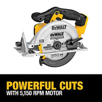 DEWALT 20V MAX Circular Saw, 6-1/2-Inch Blade, 460 MWO Engine, 0-50 Degree Bevel Capability, Bare Tool Only (DCS391B)