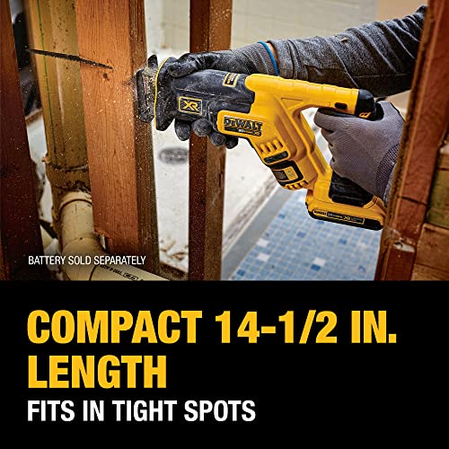 DEWALT 20V MAX* XR Reciprocating Saw, Compact, Tool Only (DCS367B), Black