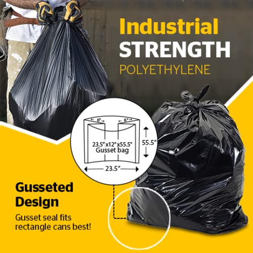 Aluf Plastics Heavy Duty 55 Gallon Trash Bags - (Value 50 Pack) - 1.5 MIL equivalent Industrial Strength Plastic 35" x 55" for 50-55 Gal Cans -Fits Toter, Rubbermaid Brute, Carlislie Bronco etc.