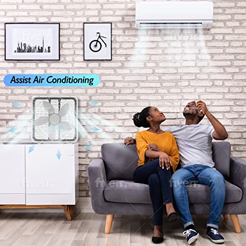 Comfort Zone Box Fan with Carry Handle, 20 inch, 3 Speed Full-Force Air Circulation with Air Conditioner, Floor Fan, Bedroom Fan, Airflow 15.03 ft/sec, Ideal for Home, Bedroom & Office, CZ200A