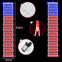 BlcTec 4th of July Decorations, 2 PCS American Flag Lights with 160 LED Red White Blue Lights, 8 Modes, Timer, Waterproof Patriotic Flag Banner for Independence Day, Memorial Day, July 4th Porch Décor