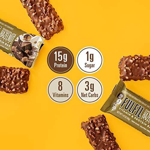 FULFIL Vitamin and Protein Bars, Hazelnut, Snack Sized Bar with 15 g Protein and 8 Vitamins Including Vitamin C, 12 Count