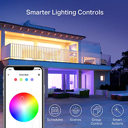 Kasa Smart Light Bulbs, Full Color Changing Dimmable Smart WiFi Bulbs Compatible with Alexa and Google Home, A19, 9W 800 Lumens,2.4Ghz only, No Hub Required, 4 Count (Pack of 1), Multicolor (KL125P4)