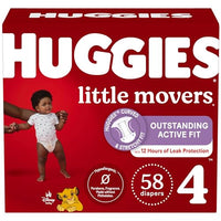 Huggies Size 4 Diapers, Little Movers Baby Diapers, Size 4 (22-37 lbs), 58 Count