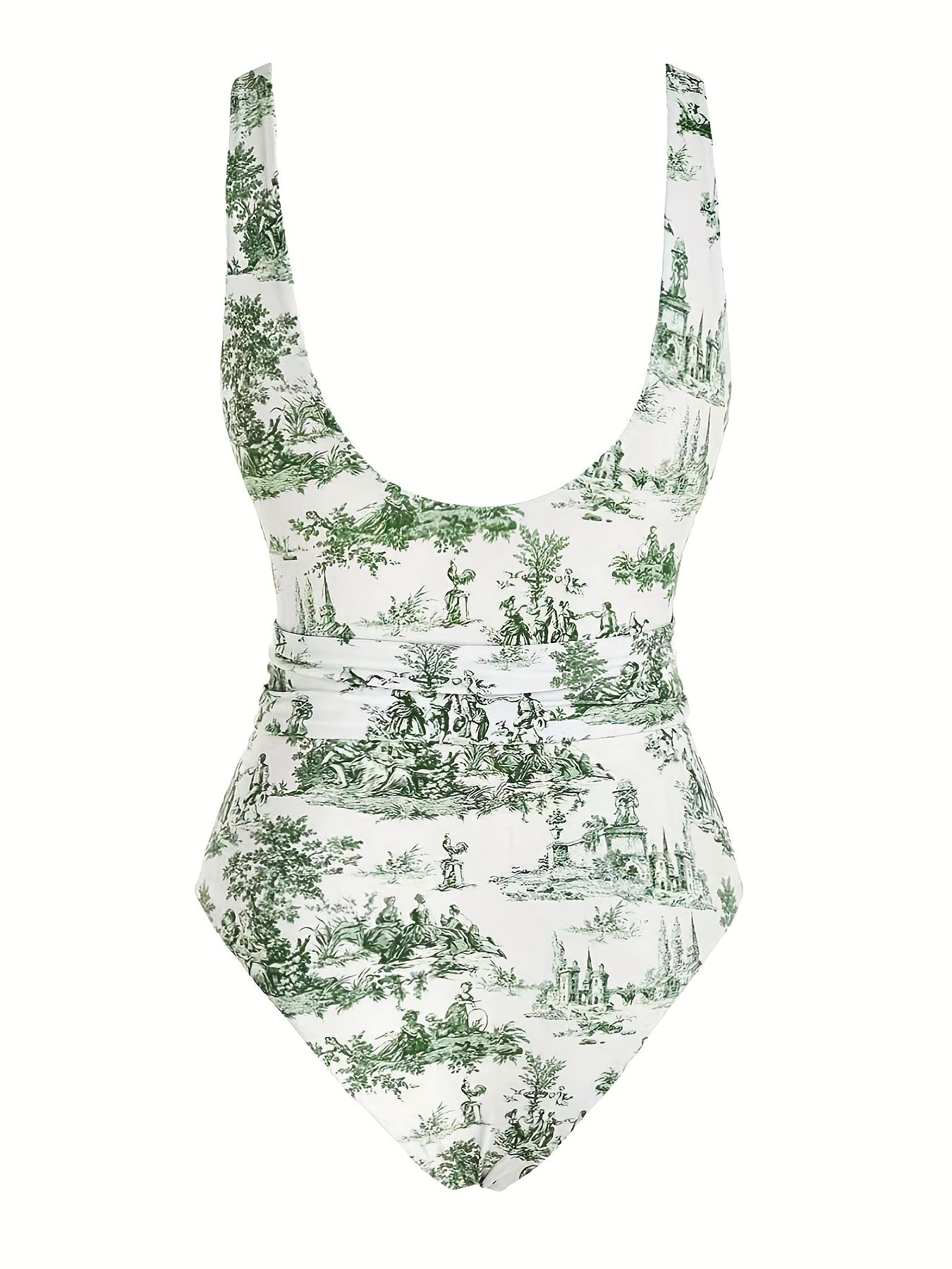 Flattering One-piece Swimsuit - Tummy Control & Scoop Neck Design - Slimming Bathing Suit with Vibrant All Over Print - Womens Swimwear Clothing