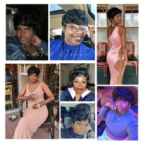 Flattering Pixie Cut Wig - Chic Bangs & Luxurious Curly Texture - Daring Black-Silver Blend Short Synthetic Wig with Dramatic Deep Wave - Effortlessly Layered Style for Women