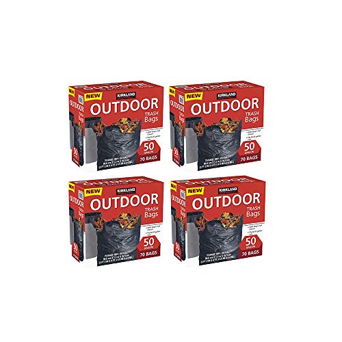 Kirkland Signature Outdoor 50 gallon Trash Bags (70 Bags) (4 Pack(Total 280 Bags, Each 70 Bags))