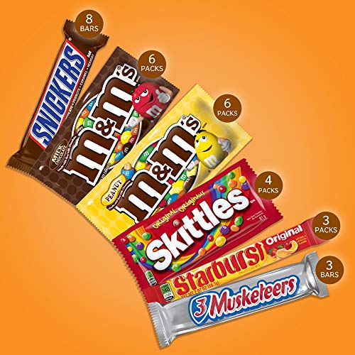 M&M'S, SNICKERS, 3 MUSKETEERS, SKITTLES & STARBURST Full Size Chocolate Candy Variety Mix 56.11-Ounce 30-Count Box