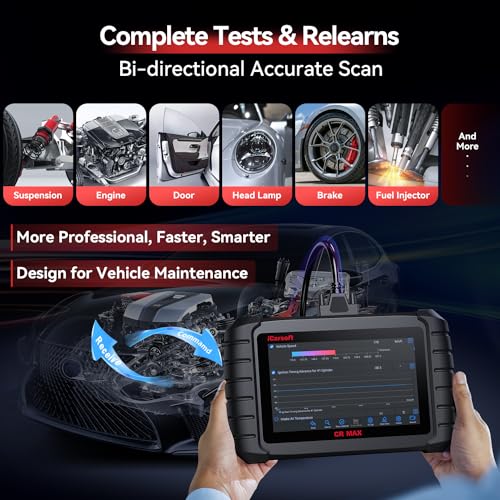 Bidirectional Scan Tool, OBD2 Diagnostic Scanner iCarsoft CR Max (Enhance Version) for All System, 27 Reset+Extra 38 Service-Oil/EPB/BMS/SAS/SRS/ABS etc. Active Test, 4-in-1 Live Graphing,Free Update