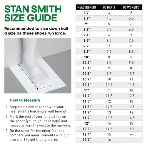 adidas Originals Men's Stan Smith (End Plastic Waste) Sneaker, White/White/Green, 10.5